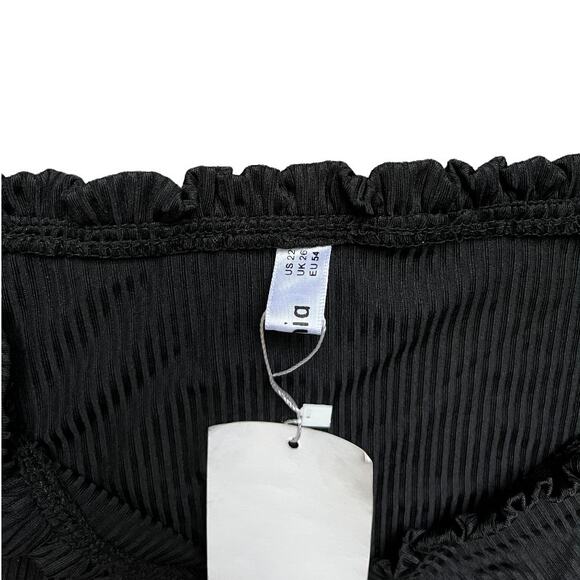 Nextmia Women's Black Spaghetti Strap Lace Ribbed Zipper Camisole Top Tank - Picture 3 of 4